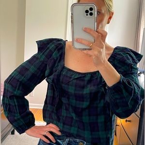 Plaid Ruffle Top JCrew
